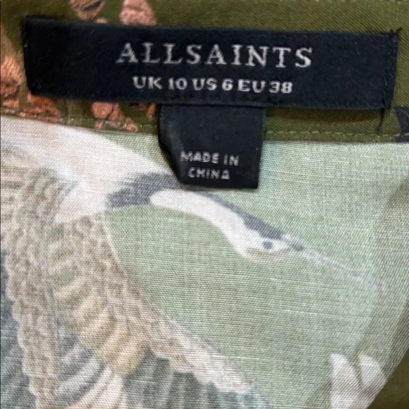 All Saints Keeley Peggy Dress 6 Mini Fit and Flare Crane Print - Picture 9 of 16